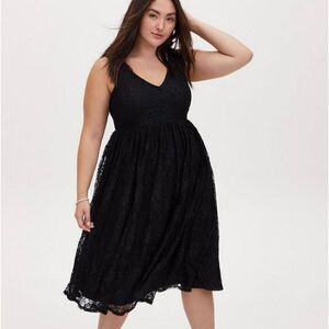 Torrid Midi Lace Button Front Dress Sleeveless Fit & Flare Plus Women 2X Black